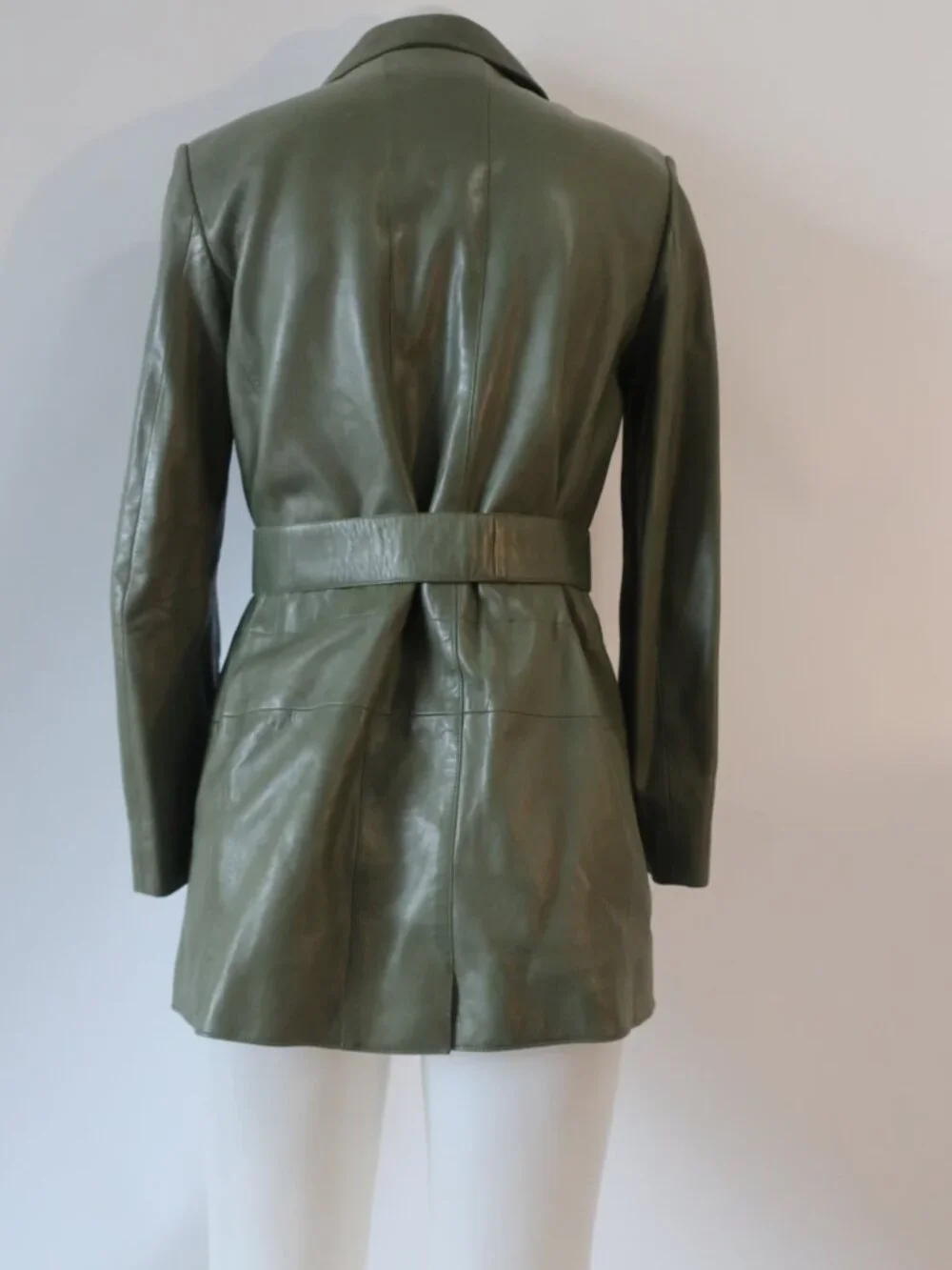 Womens Chanel Green Leather Belted Coat 36 EU/US 4 - Picture 10 of 16